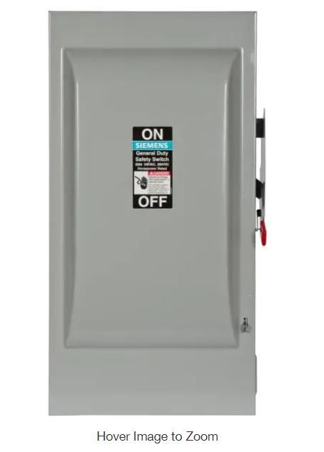 Photo 5 of 200 Amp 240-Volt 3-Pole Non-Fusible General Duty Safety Switch
