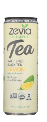 Photo 1 of 12pk ZEVIA TEA BLACK LEMON CAFFEINE FREE ORGANIC 12 FL OZ
