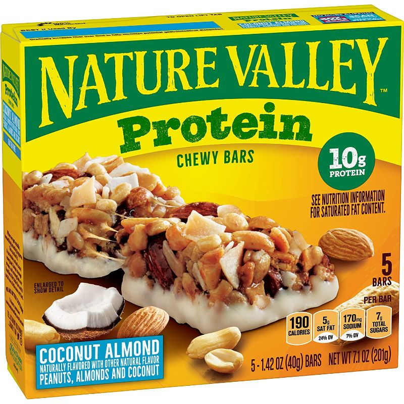 Photo 1 of 5 boxes Nature Valley Protein Chewy Granola Bars, Coconut Almond, Gluten Free, 5 Bars 05/jan/2022