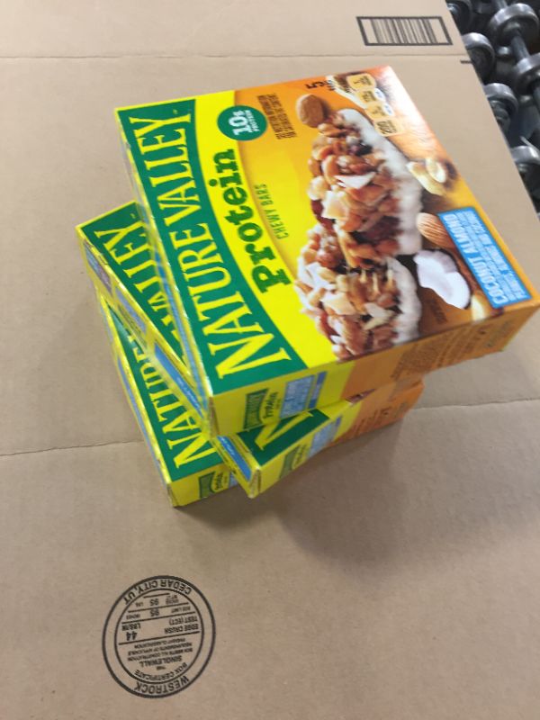 Photo 2 of 3  boxes Nature Valley Protein Chewy Granola Bars, Coconut Almond, Gluten Free, 5 Bars 05/jan/2022