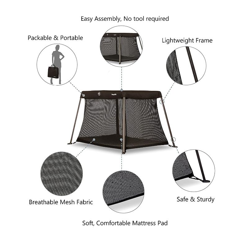 Photo 1 of Dream On Me Travel Light Playard, Black
