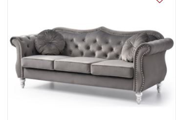 Photo 1 of Glory Furniture Hollywood Velvet Sofa in Dark Gray box 1 of 2
