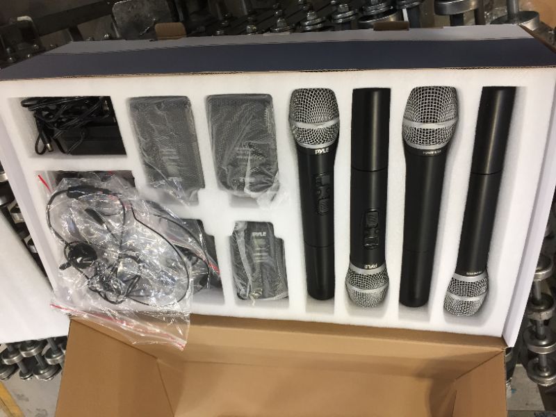 Photo 1 of Pyle  PDWM8225 8-Channel UHF Wireless Microphone & Receiver System - Includes (4) Handheld Mics, (4) Belt-Packs, (4) Headsets, (4) Lavaliers