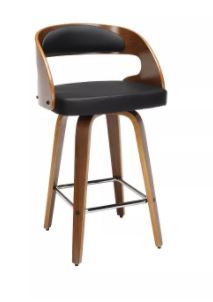 Photo 1 of 26" Bentwood Frame Swivel Seat Counter Height Barstool with Vinyl Back and Cushion - OFM
