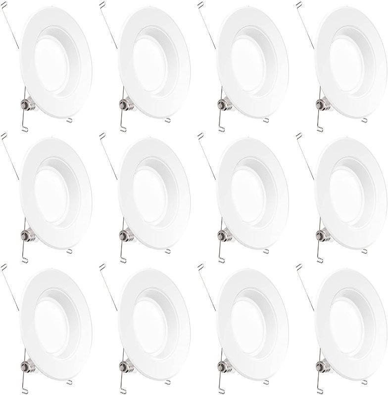 Photo 1 of Lighting 12 Pack 5/6 Inch LED Recessed Downlight, Baffle Trim, Dimmable, 13W=75W, 3000K Warm White, 1050 LM, Damp Rated, Simple Retrofit dimmable 