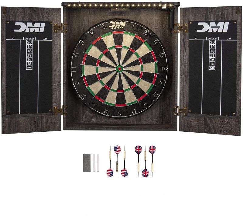 Photo 1 of DMI Sports Bristle Dartboard Cabinet Sets - Includes LED Lighting or Electronic Scoring Option
