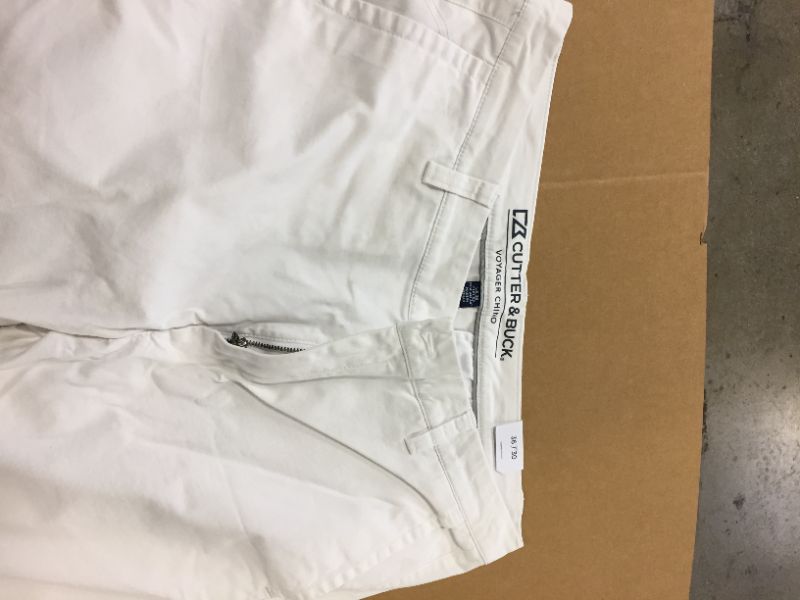 Photo 3 of Cutter & Buck Voyager Classic Fit Stretch Cotton Chinos, Size 36 X 30 in White a
