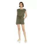 Photo 1 of Daily Ritual Women's Tencel Short-sleeve Romper, Black,, Dark Olive, Size 16.0 T
