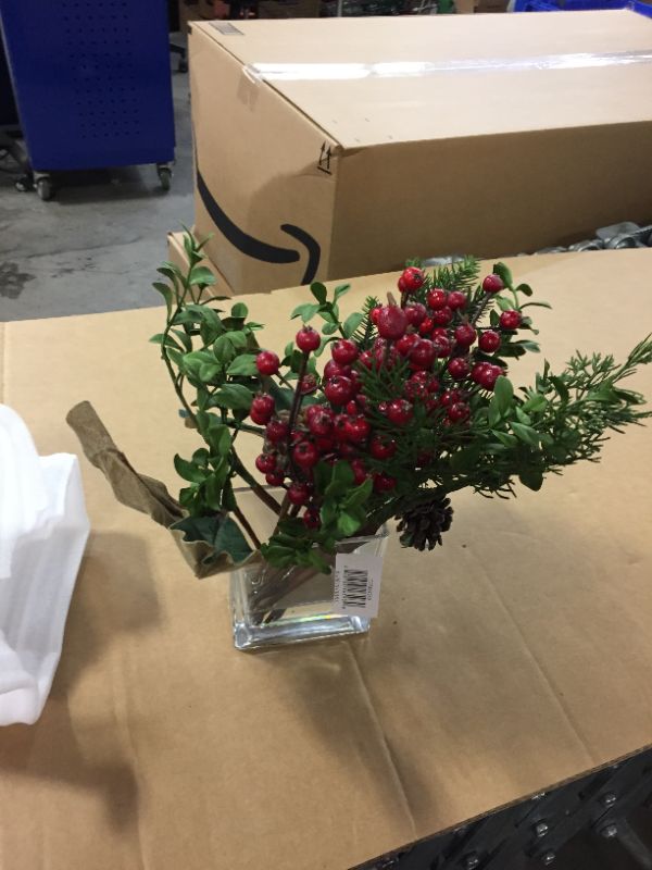 Photo 1 of Berry, Pine and Boxwood Artificial Arrangement
