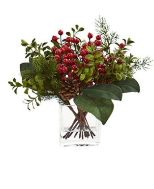 Photo 2 of Berry, Pine and Boxwood Artificial Arrangement
