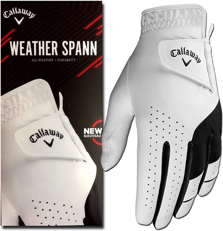 Photo 1 of Callaway Golf Men's Weather Spann Premium Synthetic Golf Glove ML reg 
