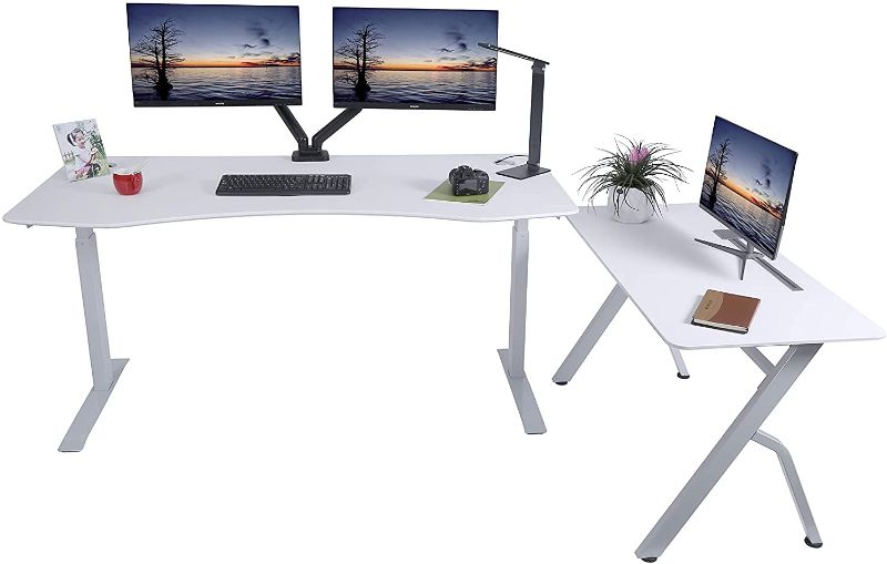 Photo 1 of ApexDesk Elite Series 60" W Electric Height Adjustable Standing Desk with Matching Color Compact Reception Side Desk (White Elite & Side Desk) 1 of 3   table top only 
