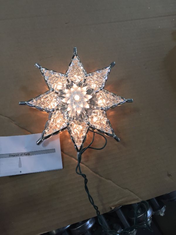 Photo 2 of 8 in. White Star Christmas Tree Topper
