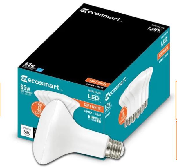 Photo 3 of 65-Watt Equivalent BR30 Dimmable ENERGY STAR LED Light Bulb Soft White (6-Pack)
