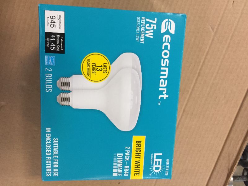 Photo 1 of 75-Watt Equivalent BR40 Dimmable ENERGY STAR LED Light Bulb Bright White 3000K (2-Pack)
