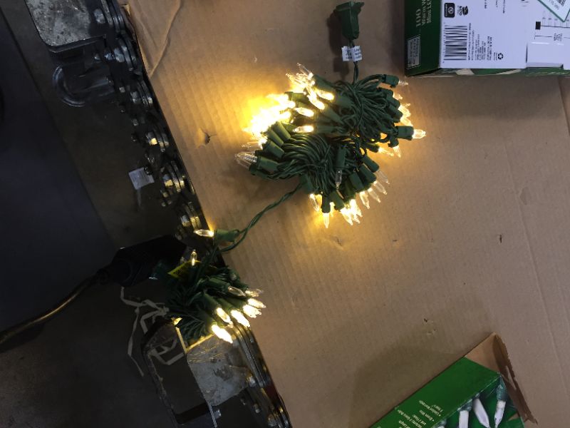 Photo 3 of 29.5 ft. 100-Light Warm White Mini LED Lights on Green Wire
