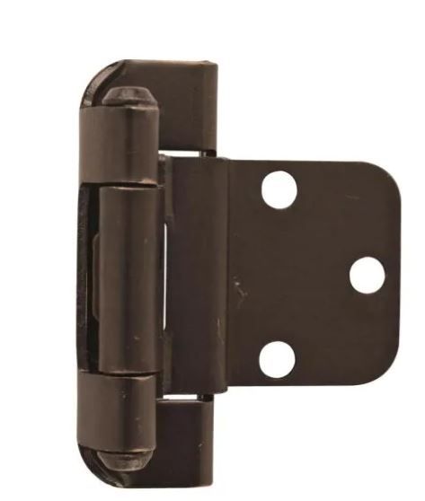 Photo 1 of 5 Oil-Rubbed Bronze 3/8 in. (10 mm) Inset Self-Closing, Partial Wrap Cabinet Hinge (2-Pack)
