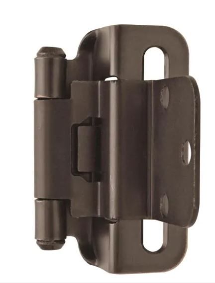 Photo 1 of 5 Oil-Rubbed Bronze 3/8 in. (10 mm) Inset Self-Closing, Partial Wrap Cabinet Hinge (2-Pack)
