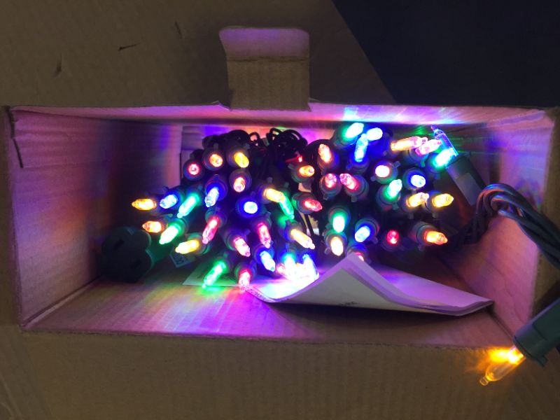 Photo 2 of 28.8 ft. 100-Light Warm White to Multi Color LED Smooth Mini String Lights (2-Function)
