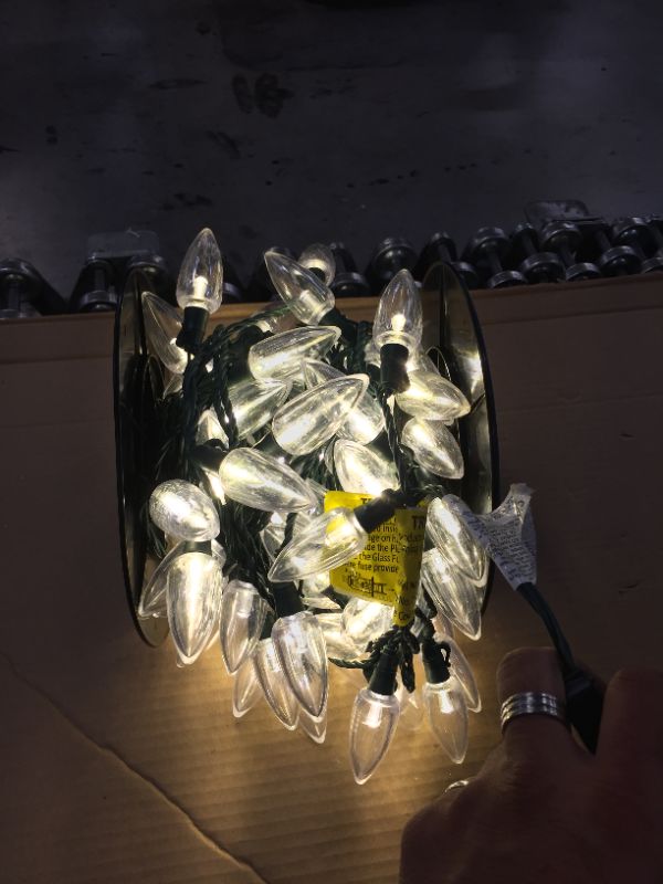 Photo 1 of 66 ft. 100-Light Warm White Transparent Bulb LED C9 Steady Lit Ultra Bright Heavy Duty Lights
