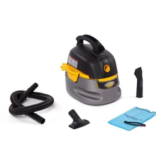 Photo 1 of 2.5 Gal. 1.75-Peak HP Compact Wet/Dry Shop Vacuum with Filter Bag, Hose and Accessories
