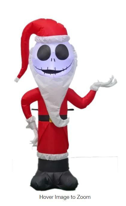 Photo 1 of 4 ft Pre-Lit LED Airblown Disney Jack Skellington as Santa Christmas Inflatable
