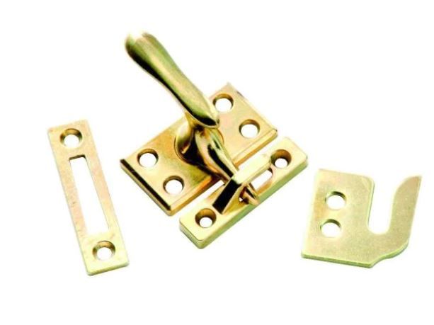 Photo 1 of 2 Polished Brass Window Sash Lock with Casement Fastener
