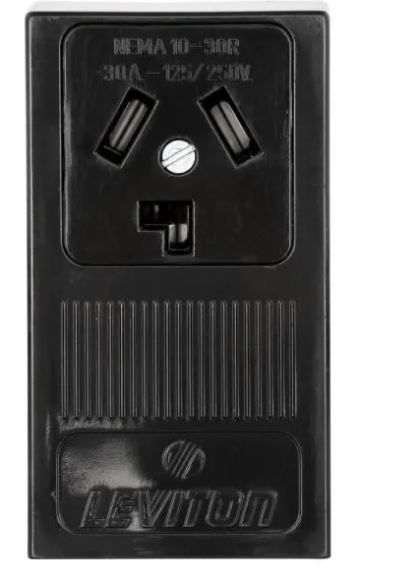 Photo 1 of 30 Amp Surface Mount Power Single Outlet, Black
