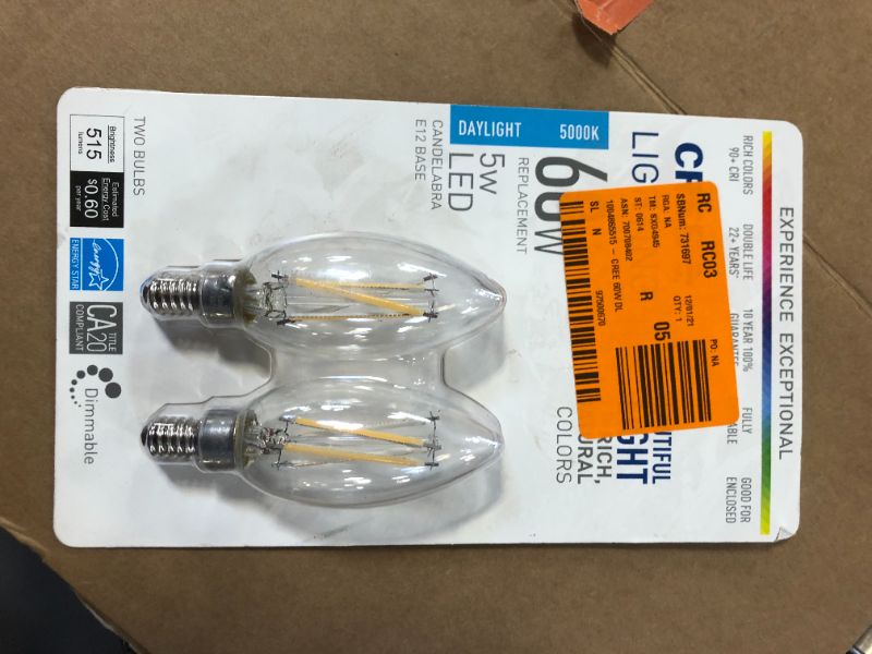 Photo 1 of 60-Watt Equivalent (5000K) B11 Candelabra Exceptional Light Quality Dimmable E12 LED Light Bulb Daylight (2-Pack)
