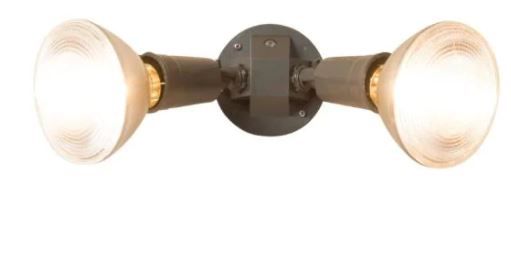 Photo 1 of 300-Watt 2-Lamp Bronze Dusk- to -Dawn Outdoor Twin-Head Security Flood Light
