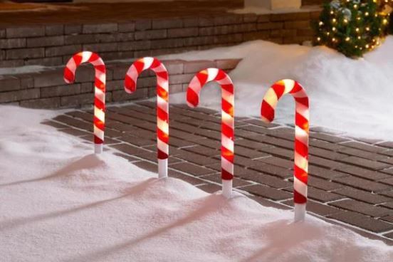 Photo 1 of ColorMotion Christmas Candy Cane Pathway Stakes (4-Light)
