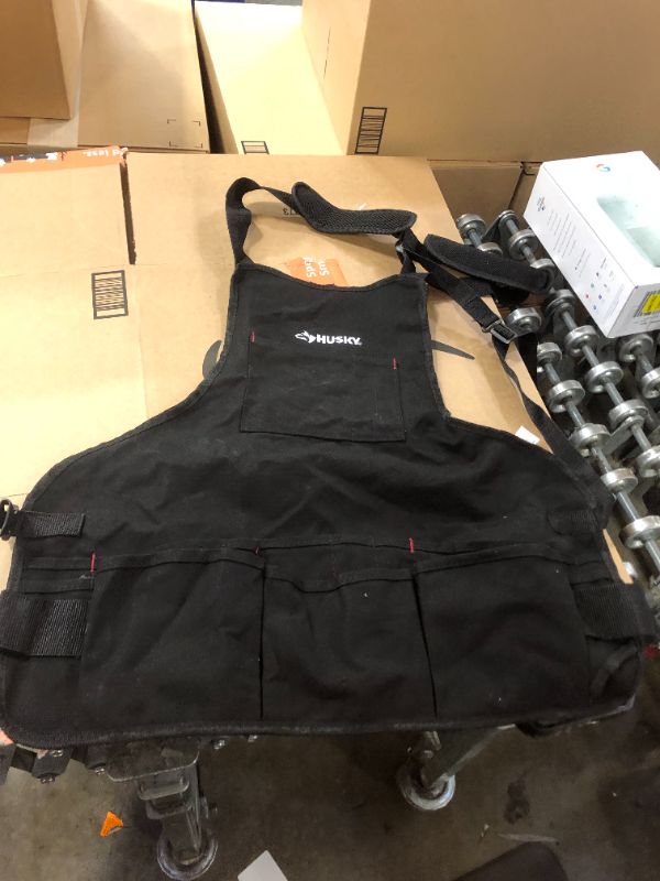 Photo 2 of 23 in. 16-Pocket Black Canvas Bib Tool Apron
