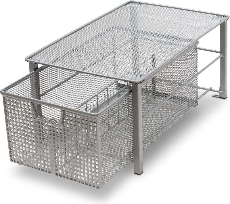 Photo 1 of DecoBros Mesh Cabinet Basket Organizer, Silver 