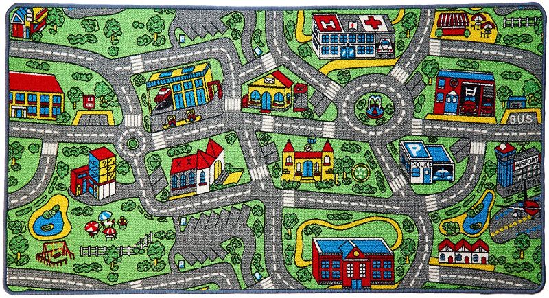 Photo 1 of 2PIECES--Click N’ Play City Life Kids Road Traffic Play mat Rug Large Non-Slip Carpet Fun Educational