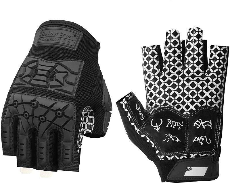 Photo 1 of 
Seibertron Lineman 2.0 Padded Palm Football Receiver Gloves, Flexible TPR Impact Protection Back of Hand Glove Adult and Youth Sizes