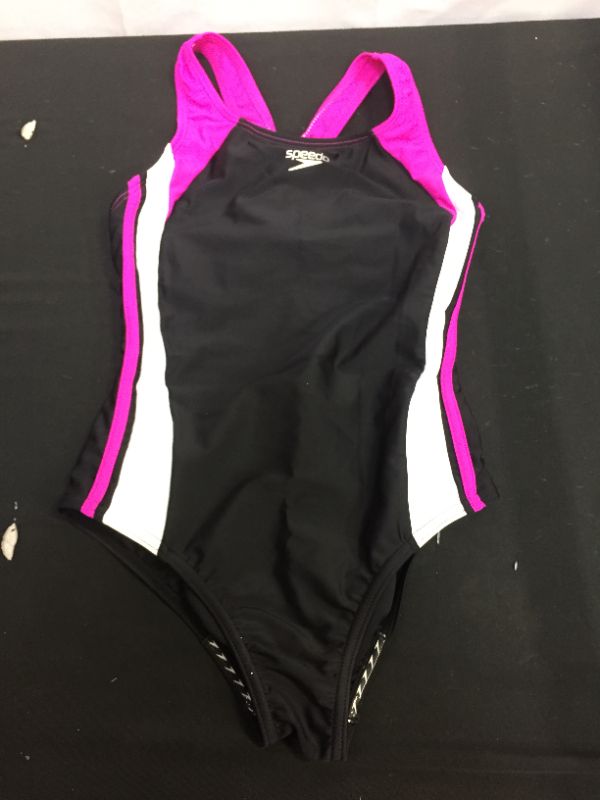 Photo 2 of GIRLS SIZE 12 Speedo Girls' Swimsuit One Piece Infinity Splice Thick Strap runs small
