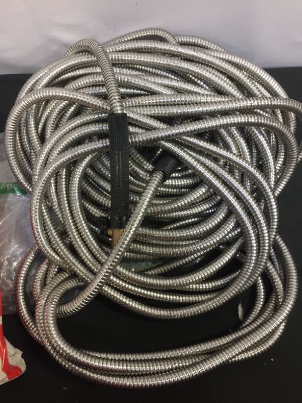 Photo 2 of Bionic Steel 75 Foot Garden Hose 304 Stainless Steel Metal Hose – Super Tough & Flexible Water Hose, Lightweight, Crush Resistant Aluminum Fittings, Kink & Tangle Free, Rust Proof, Easy to Use & Store
