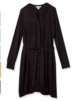 Photo 1 of Amazon Essentials Women's Long-Sleeve Banded Collar Shirt Dress MED
