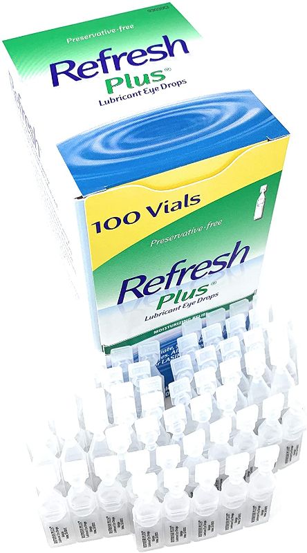 Photo 1 of Allergan Refresh Plus Lubricant Eye Drops Single-Use Vials, Clear, (100 Count (Pack of 1))
