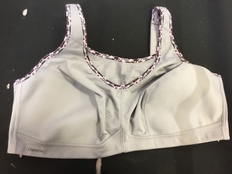 Photo 2 of GLAMORISE SPORTS BRA GRAY PINK MESH CAMO TRIM WIREFREE SIZE 48C