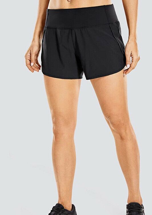 Photo 1 of CRZ YOGA Women's Quick-Dry Athletic Sports Running Workout Shorts Black Sz M
