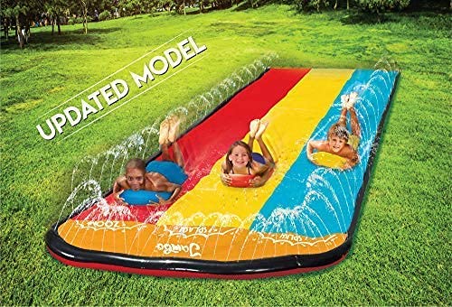 Photo 1 of Jambo Triple Lane Slip, Splash and Slide (Newest 2021 Model) for Backyards| Water Slide Waterslide with 3 Boogie Boards | 16' Foot 3 Sliding Racing La
