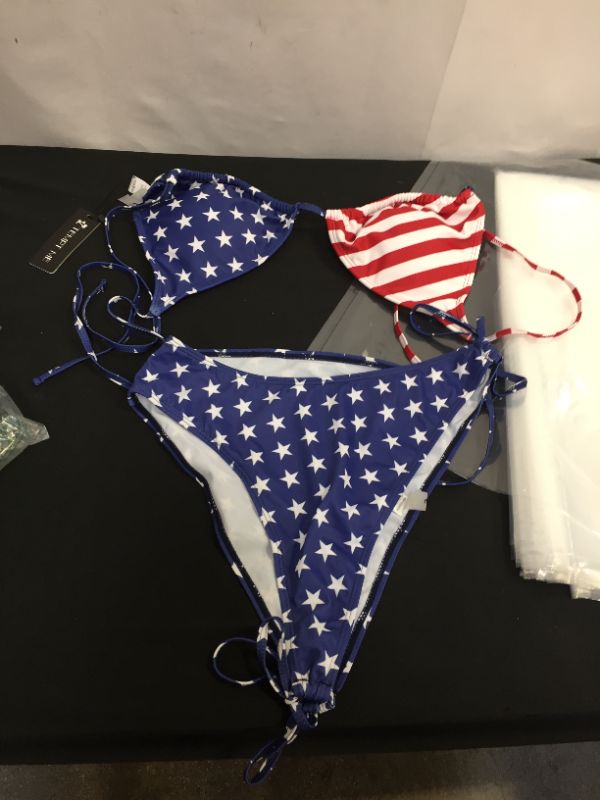 Photo 1 of WOMEN'S 2 PIECE AMERICAN STARS AND STRIPES SWIMSUIT SIZE LARGE