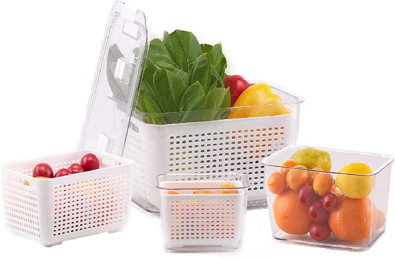 Photo 1 of 3 PACK Fresh Produce Saver Storage Containers, Vegetable Fruit Storage Container for Fridge, Easy to Clean Fridge Organizer, Keep Vegetables and Fruits Fresh
