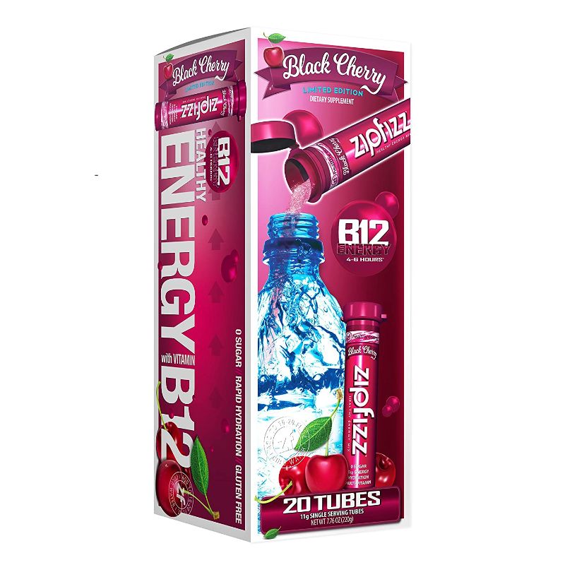 Photo 1 of Zipfizz Healthy Energy Drink Mix, Hydration with B12 and Multi Vitamins (ASINPPOSPRME1830), Black Cherry 20 Count

best by 5-23 
