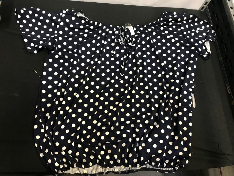 Photo 1 of WOMEN'S XL SHORT SLEEVE POLKA DOT NAVY/WHITE BLOUSE