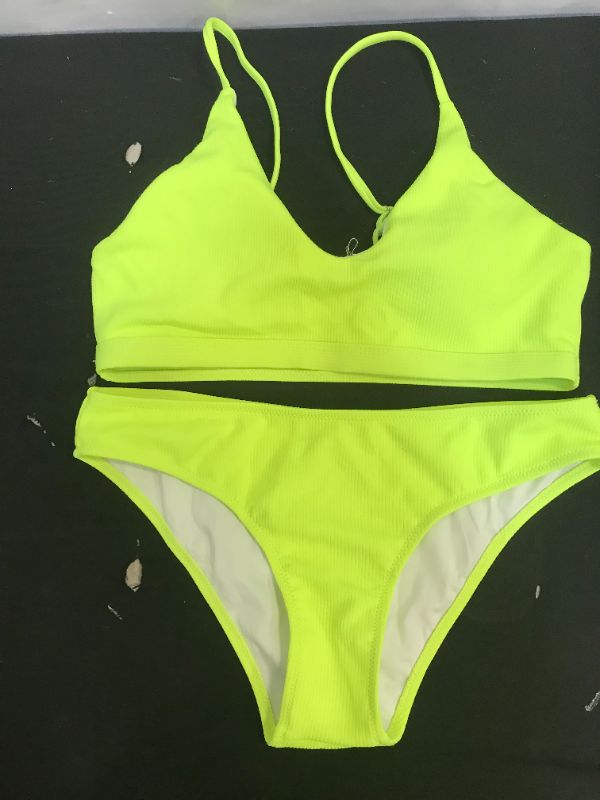 Photo 1 of WOMEN'S LARGE NEON YELLOW TWO PIECE SWIM SUIT BIKINI