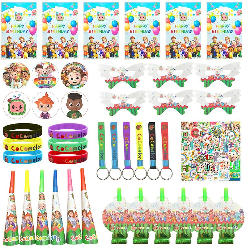 Photo 1 of 92 pieces coco-melon party favors assorted toys for boys and girls, gift bags for children's birthday parties, filler toys suitable for carnival prizes and school classroom rewards.
