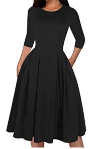 Photo 1 of 2xl dress oxiuly Women's Classic Scoop Neck Cotton Work Casual Dress Elegant Vintage Party Dresses with Pockets OX365
