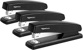 Photo 1 of Amazon Basics Stapler, Desktop Staplers with 1000 Staples, Office Stapler, 10 Sheet Capacity, Non-Slip, Black, 3-Pack